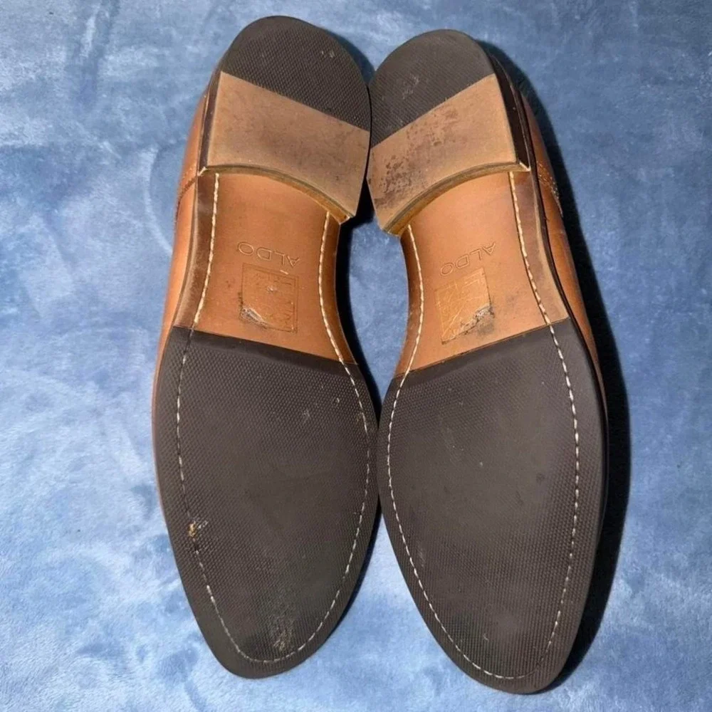 Aldo brown leather dress up‎ shoes men size 13